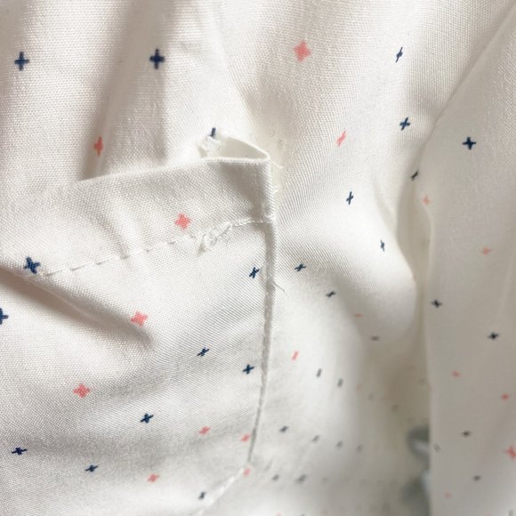Star or cross print button-down shirt ~ Celestrial white pink blue MEDIUM blouse - Picture 11 of 15